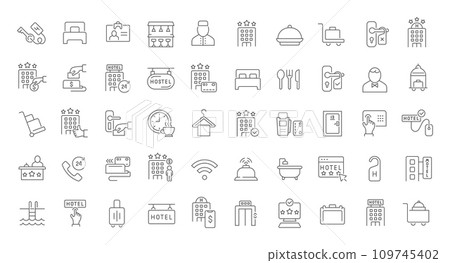 Set Vector Line Icons of Hotel Business 109745402