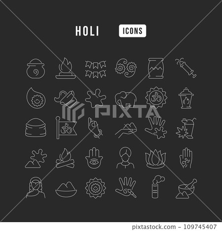 Vector Line Icons of Holi Vector Line Icons of Holi 109745407
