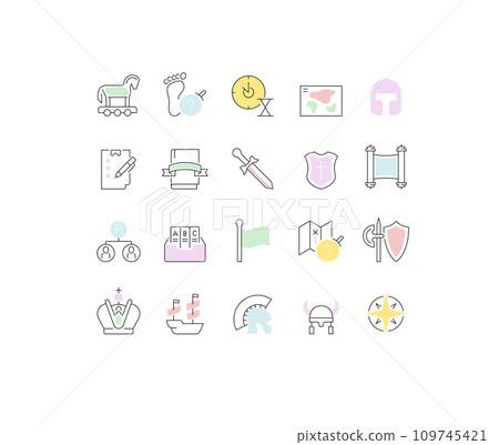Set Vector Line Icons of History. 109745421