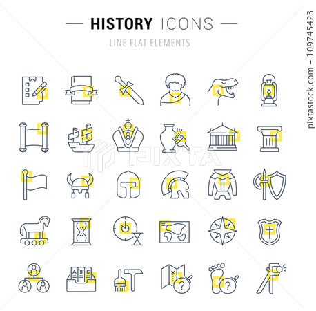 Set Vector Line Icons of History. 109745423