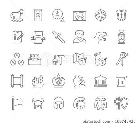 Set Vector Line Icons of History. 109745425