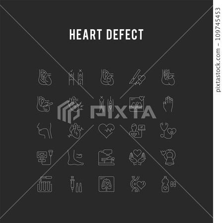 Set Vector Flat Line Icons Heart Defect 109745453