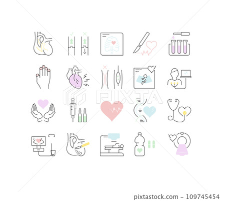 Set Vector Flat Line Icons Heart Defect 109745454