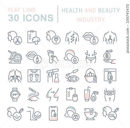 Collection Linear Icons of Health and Beauty Industry 109745470