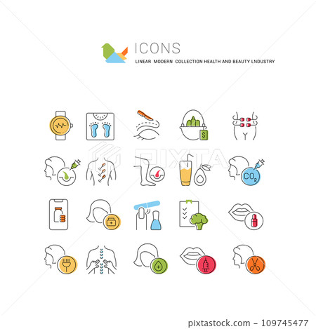 Set Linear Icons of Health and Beauty Industry 109745477