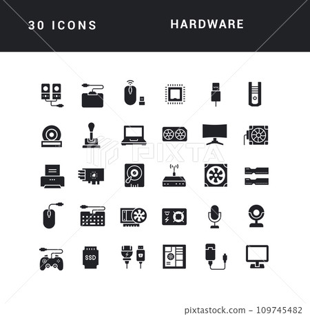 Set of simple icons of Hardware 109745482