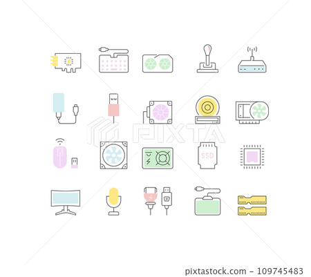 Set Vector Line Icons of Hardware 109745483