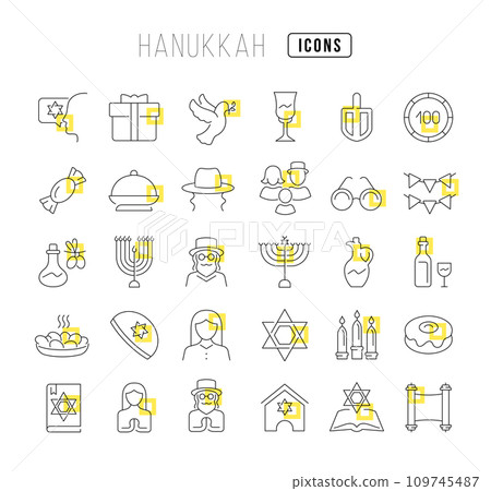 Vector Line Icons of Hanukkah Vector Line Icons of Hanukkah 109745487