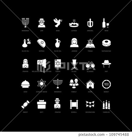 Vector Simple Icons of Hanukkah Vector Simple Icons of Hanukkah 109745488