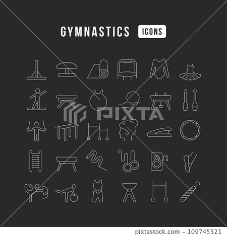 Set of linear icons of Gymnastics Set of linear icons of Gymnastics 109745521