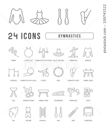 Set of linear icons of Gymnastics Set of linear icons of Gymnastics 109745522