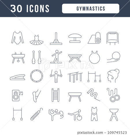 Set of linear icons of Gymnastics Set of linear icons of Gymnastics 109745523