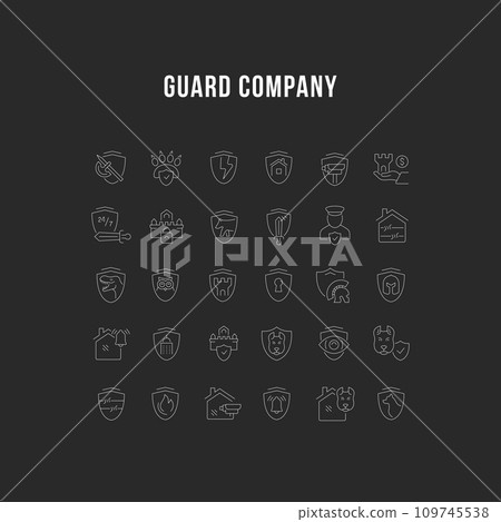 Set Vector Line Icons of Guard Company 109745538