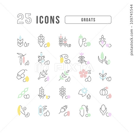 Set of linear icons of Groats 109745544