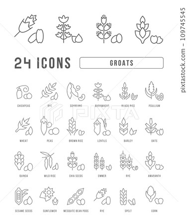 Set of linear icons of Groats 109745545