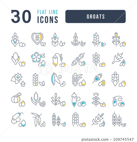 Set of linear icons of Groats 109745547
