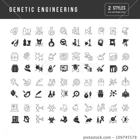 Set of linear icons of Genetic Engineering 109745578