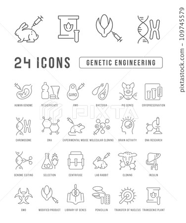 Set of linear icons of Genetic Engineering 109745579