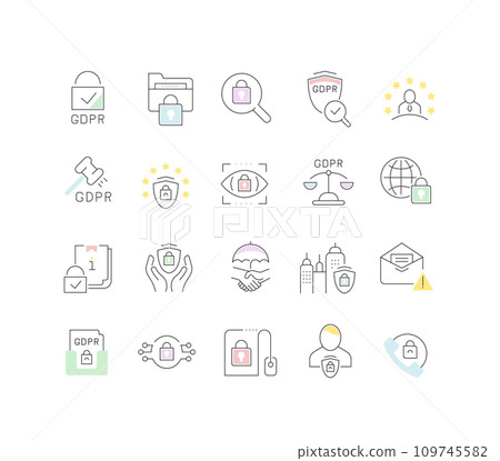 Set Vector Line Icons of GDPR Set Vector Line Icons of GDPR 109745582