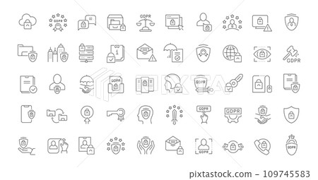 Set Vector Line Icons of GDPR Set Vector Line Icons of GDPR 109745583