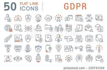 Set Vector Line Icons of GDPR Set Vector Line Icons of GDPR 109745584
