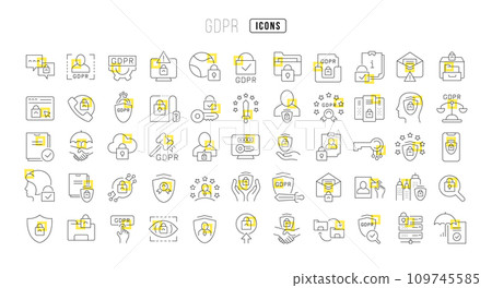 Set of linear icons of GDPR Set of linear icons of GDPR 109745585