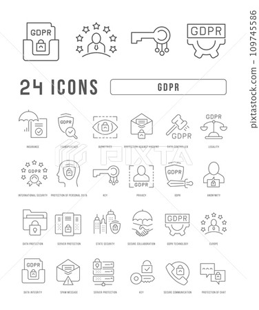 Set of linear icons of GDPR 109745586