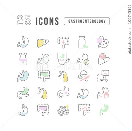 Set of linear icons of Gastroenterology 109745592