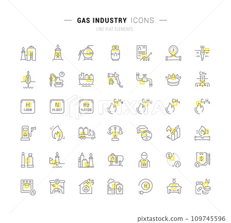 Set Vector Line Icons of Gas Industry Set Vector Line Icons of Gas Industry 109745596