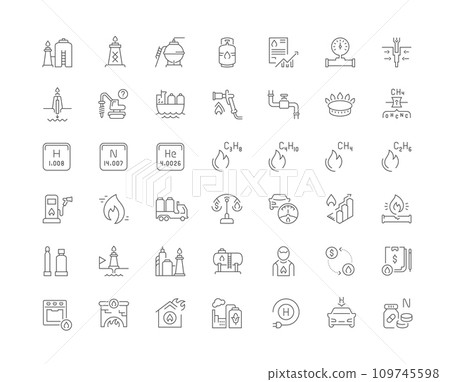 Set Vector Line Icons of Gas Industry Set Vector Line Icons of Gas Industry 109745598