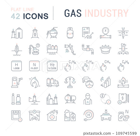 Set Vector Line Icons of Gas Industry Set Vector Line Icons of Gas Industry 109745599