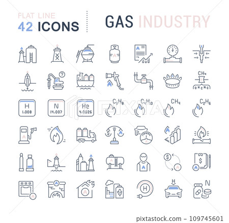 Set Vector Line Icons of Gas Industry Set Vector Line Icons of Gas Industry 109745601