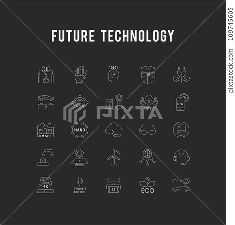 Set Vector Flat Line Icons Future Technology 109745605
