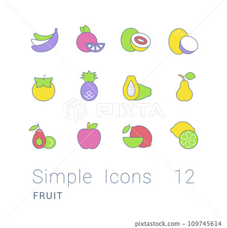 Set of Simple line Icons of Fruits Set of Simple line Icons of Fruits 109745614