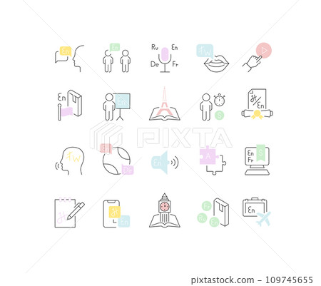 Set Vector Line Icons of Foreign Language. Set Vector Line Icons of Foreign Language. 109745655