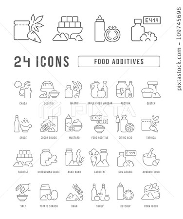 Set of linear icons of Food Additives 109745698