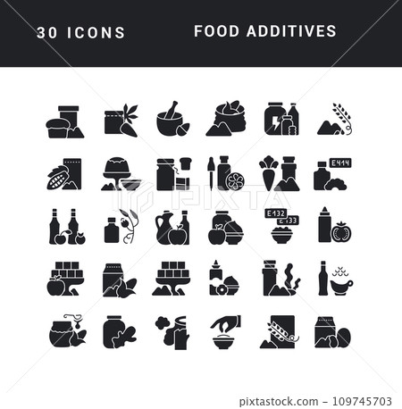 Set of simple icons of Food Additives Set of simple icons of Food Additives 109745703
