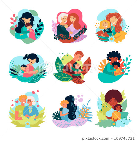 Collection of vector illustrations of happy family 109745721