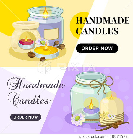 Collection of landing pages and banners for productions of aroma candles Collection of landing pages and banners for productions of aroma candles 109745753