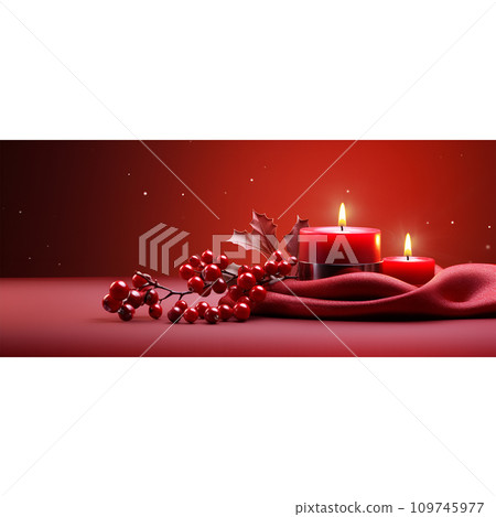 red candles with golden glitter on black background 109745977
