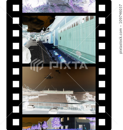 Illustration of negative film developed before printing Illustration of negative film developed before printing 109746037