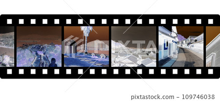 Illustration of negative film developed before printing 109746038