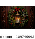 greeting card with fir tree branches 109746098