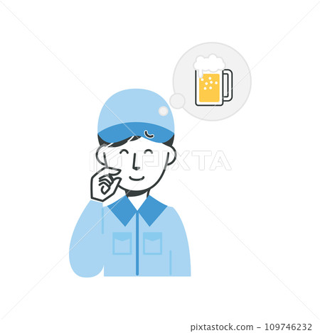 一名男工人試圖喝酒 一名男工人試圖喝酒 109746232