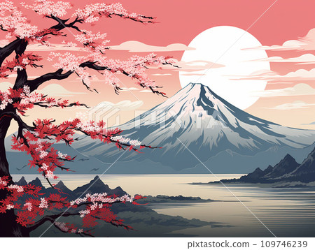 日出富士山圖-插圖素材[109746239] - PIXTA圖庫 
