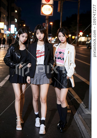 走在路上的三個高中女生 AI 生成圖像 AI 生成 AI 圖像 AI 美女 109747277