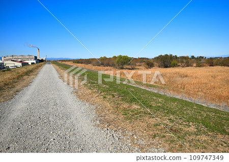 Scenery near Kawagoe Higashi Sanitation Center, view from the Iruma River bank, Kawagoe City 109747349