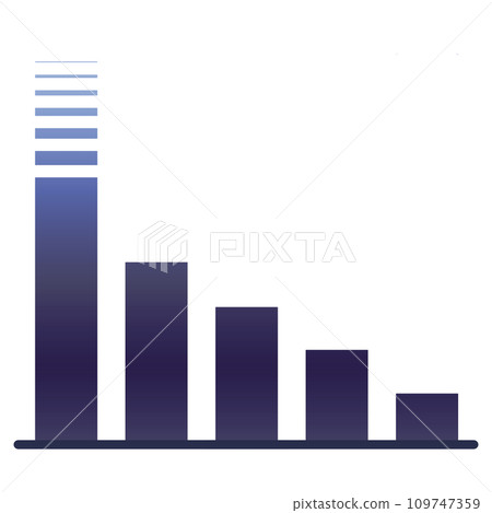 Illustration of a steeply descending bar graph 109747359