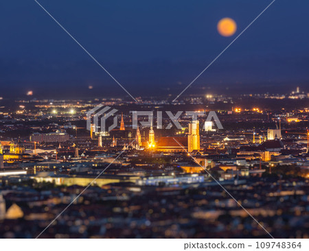 Night aerial view of Munich, Germany Night aerial view of Munich, Germany 109748364