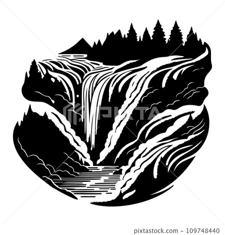 falling water river Icon hand draw black colour logo symbol perfect. 109748440